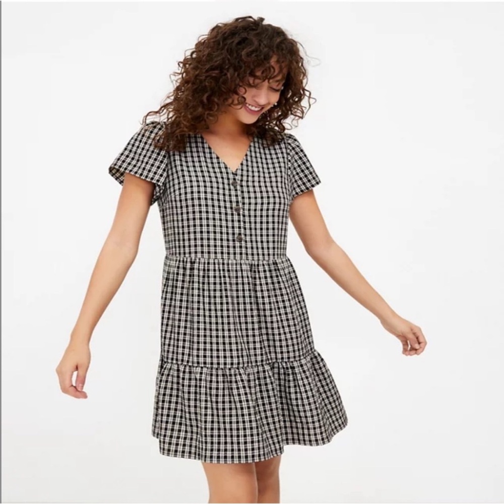 Loft | Plaid Tiered Swing Dress